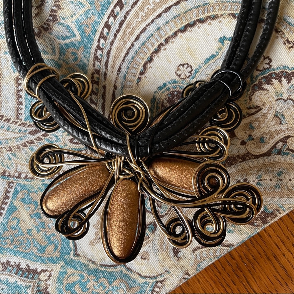 Brass Copper Bohemian Statement Coil Wire Necklac… - image 5